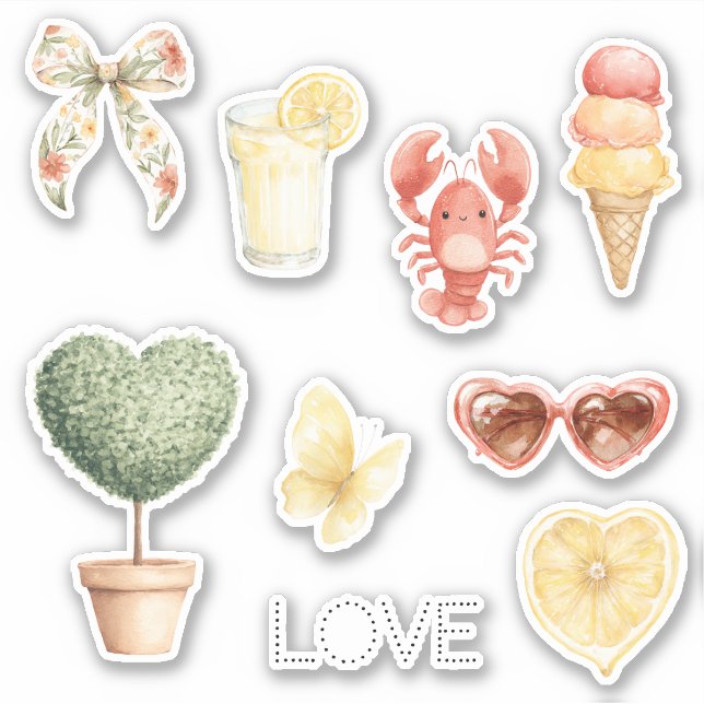 Heart Tree Love Lemon Butterfly Ice Cream Cone Sticker (Front)