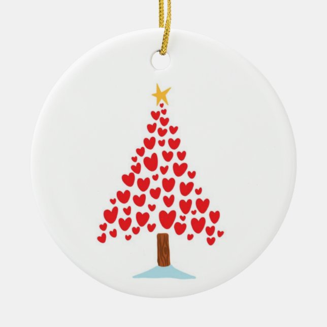 HEART TREE/MERRY CHRISTMAS ON BACK CERAMIC ORNAMENT (Front)