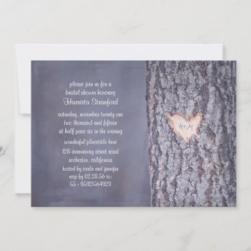 heart tree rustic country bridal shower invite