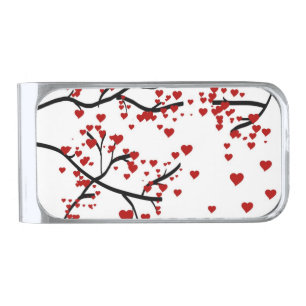 Heart Tree Silver Finish Money Clip