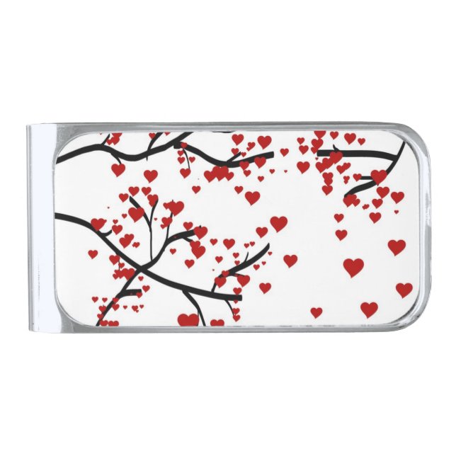 Heart Tree Silver Finish Money Clip (Front)