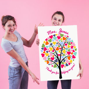 Heart Tree Teacher Rainbow Thank You Giant Card