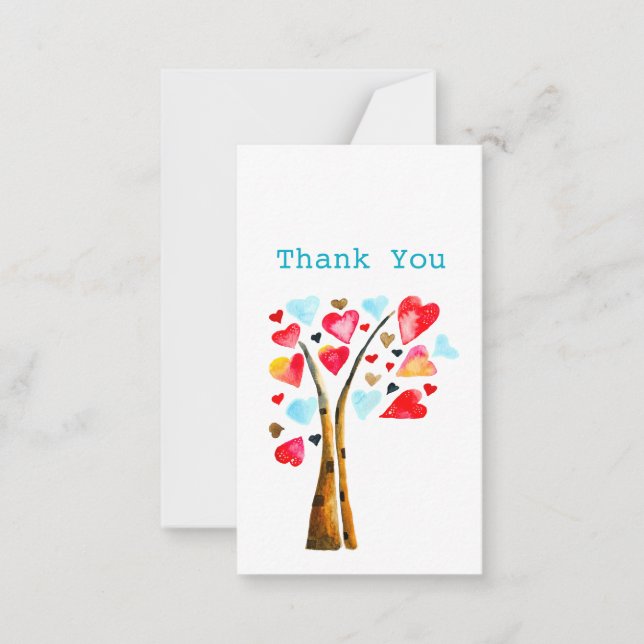 Heart tree valentines watercolor art note card (Front)