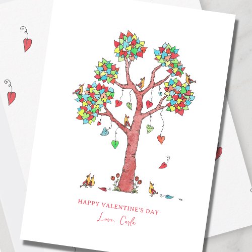 Heart Tree with Birds Valentine Holiday Card