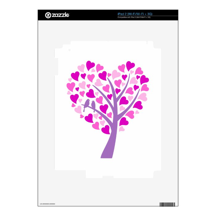 Heart tree with love birds for wedding invitation skins for the iPad 2