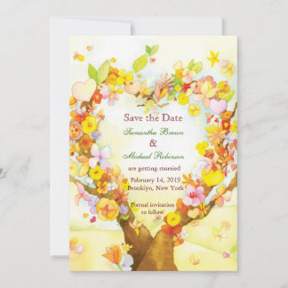 Heart Trees Watercolor Wedding Save the Date