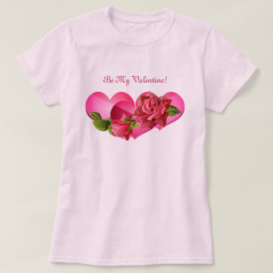 Heart Trio with Pink Roses Valentine's Day T-Shirt