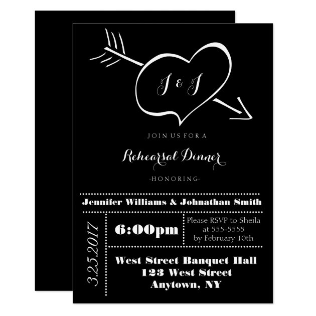 Heart Typography Rehearsal Dinner Invitations