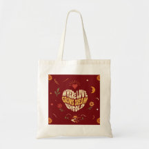 Heart Typography Romantic Boho Tote Bag Gift