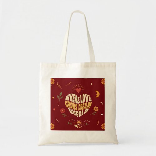 Heart Typography Romantic Boho Tote Bag Gift