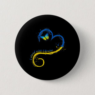 Heart Ukraine Butterfly Ukrainian Flag I Stand Wit Button