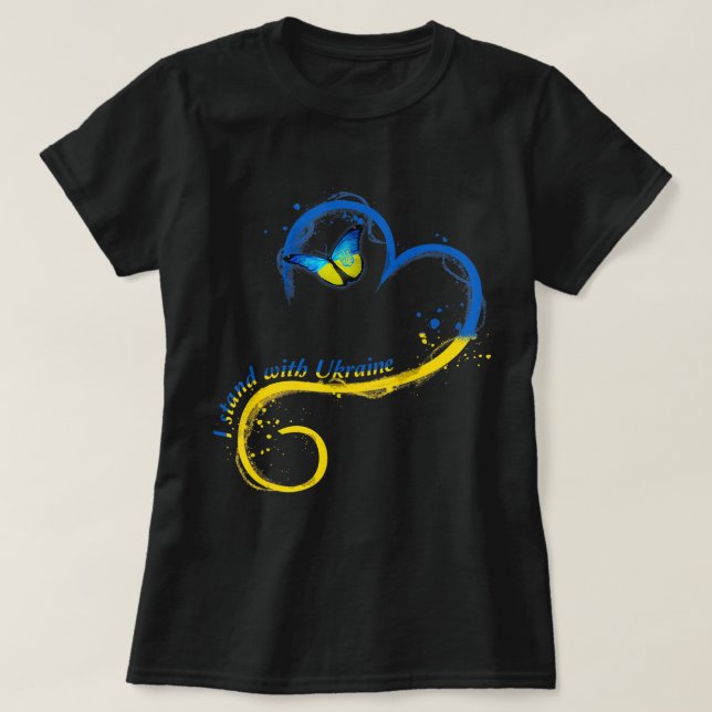 Heart Ukraine Butterfly Ukrainian Flag I Stand Wit T-Shirt (Design Front)