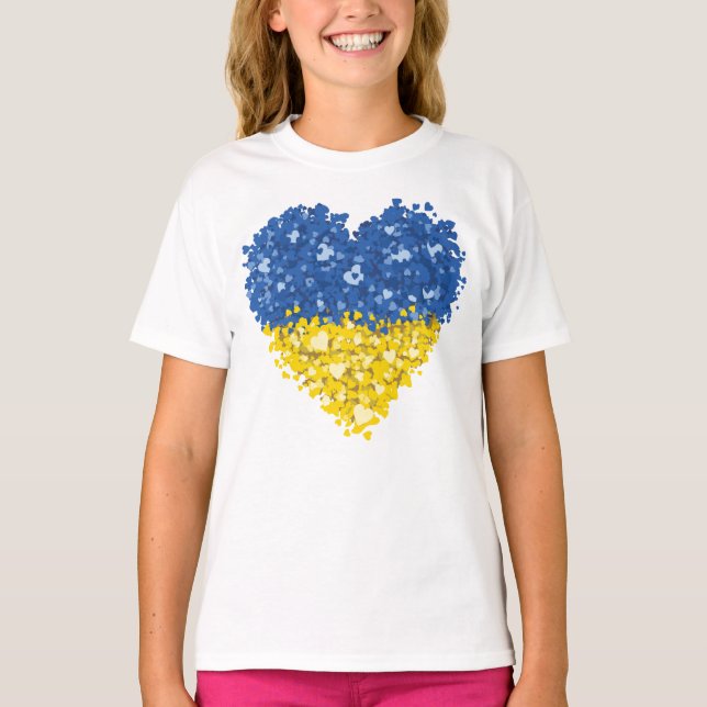 Heart Ukraine Flag, Ukrainian Heart Flag T-Shirt (Front)
