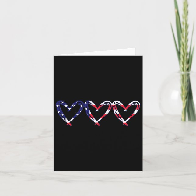 Heart Us American Flag Funny 4th Of July Independe Card (Front)