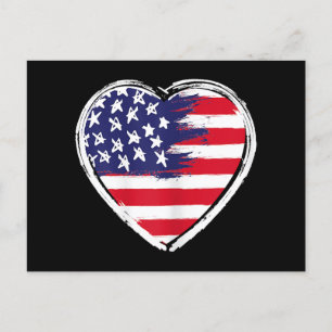 Heart US Flag 4th of July Patriotic American Stars Holiday Postcard