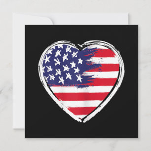 Heart US Flag 4th of July Patriotic American Stars Save The Date