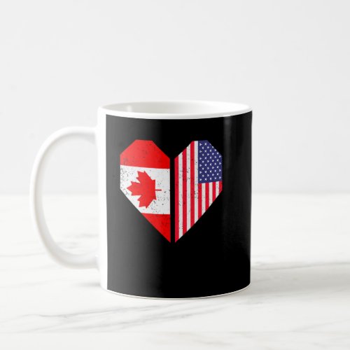 Heart Us Flag Maple Leaf Canadian American Flag Us Coffee Mug