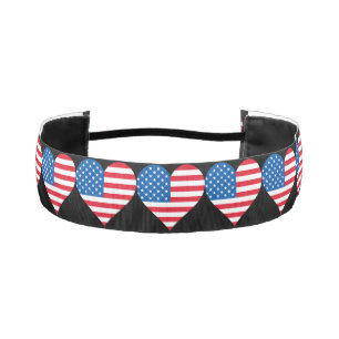 Heart USA Flag 1-1/2" Non-Slip Headband