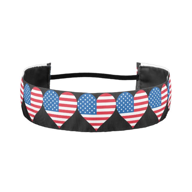 Heart USA Flag 1-1/2" Non-Slip Headband (Front)