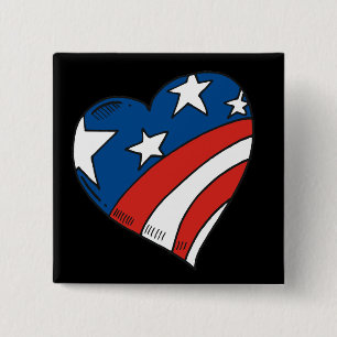 Heart USA Flag Tshirts and Gifts Button