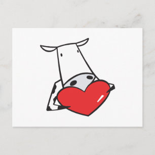 heart valentine cow holiday postcard