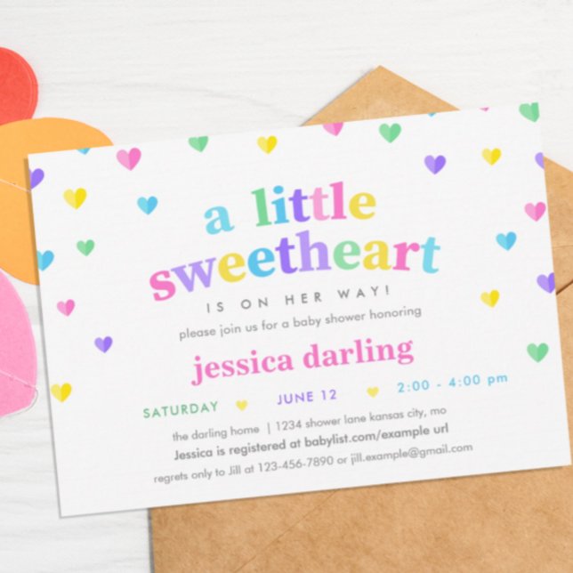 Heart Valentine Theme Baby Girl Shower Pastel Invitation (Creator Uploaded)