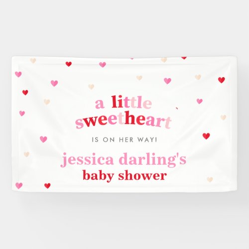 Heart Valentine Theme Baby Girl Shower Red Pink    Banner