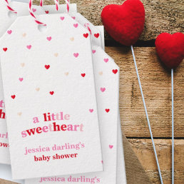 Heart Valentine Theme Baby Girl Shower Red Pink Gift Tags