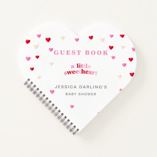 Heart Valentine Theme Baby Girl Shower Red Pink Gu Notebook