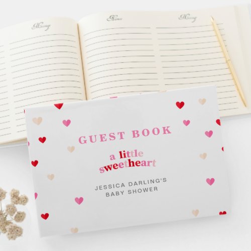 Heart Valentine Theme Baby Girl Shower Red Pink Guest Book