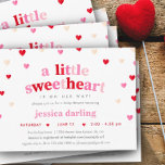 Heart Valentine Theme Baby Girl Shower Red Pink Invitation