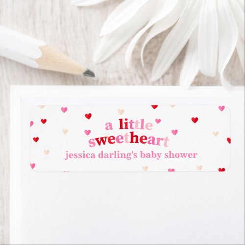 Heart Valentine Theme Baby Girl Shower Red Pink  Label