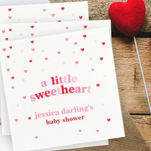 Heart Valentine Theme Baby Girl Shower Red Pink  Napkins (Creator Uploaded)