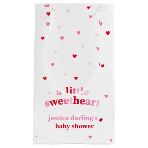 Heart Valentine Theme Baby Girl Shower Red Pink    Small Gift Bag