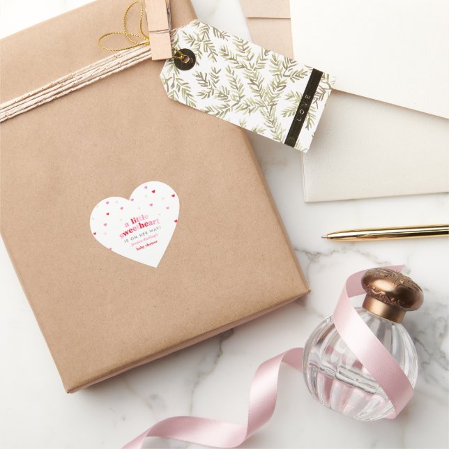 Heart Valentine Theme Baby Girl Shower Red Sticker (Gifting)
