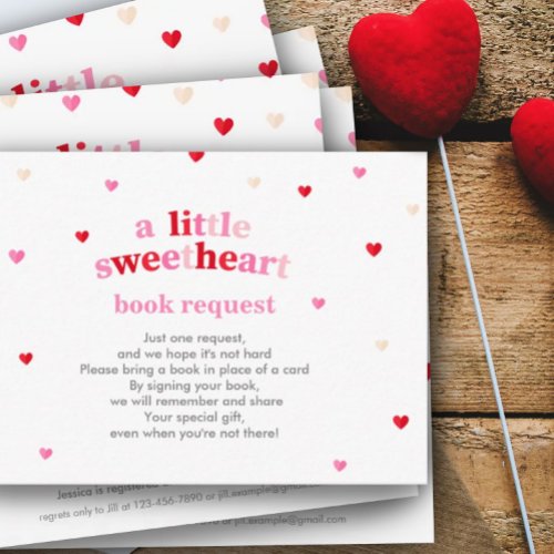 Heart Valentine Theme Baby Shower Book Request Enclosure Card