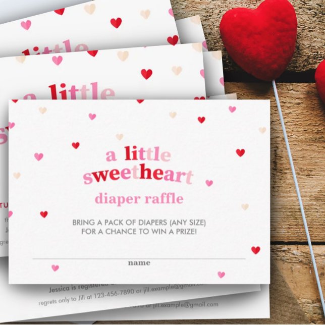 Heart Valentine Theme Baby Shower Diaper Raffle  E Enclosure Card (Creator Uploaded)