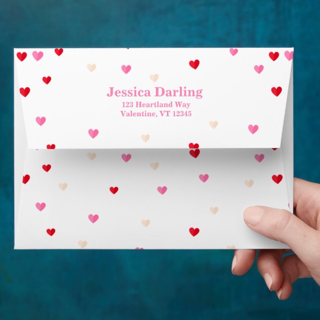 Heart Valentine Theme Pink Red Envelope (Hand)
