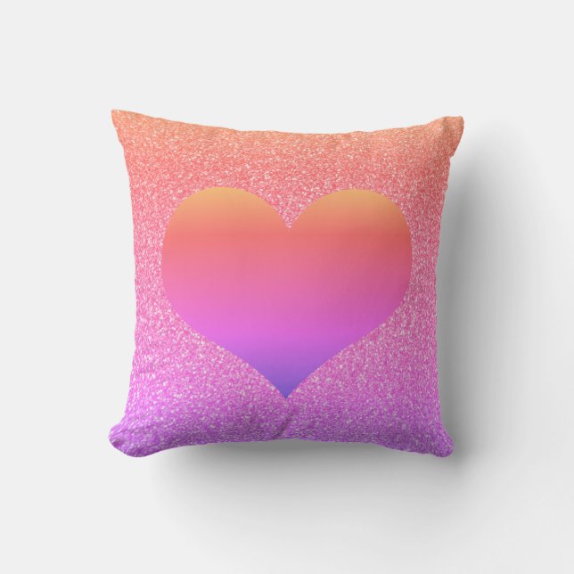 Heart Valentine's Day Birthday Rose Gold Glittery Outdoor Pillow (Front)