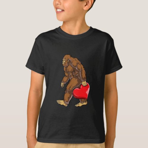 Heart Valentines Day Boys Men Love Sasquatch Funny T_Shirt
