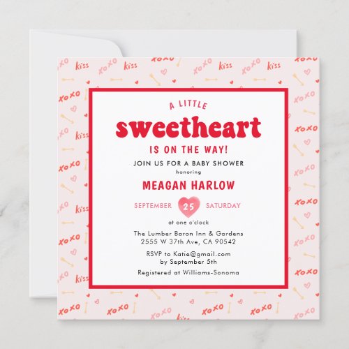 Heart Valentines Day February Baby Shower Invitation