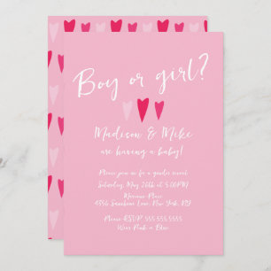 Heart Valentines Day Gender Reveal Pink Red Invitation