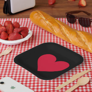 Heart Valentines Day Love Heart  Paper Plates