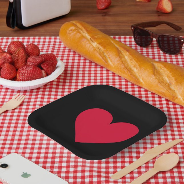 Heart Valentines Day Love Heart  Paper Plates (Picnic)