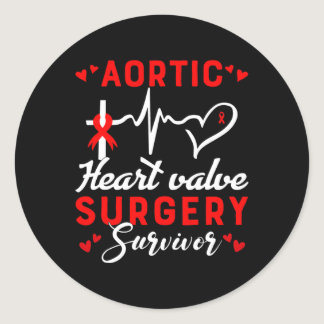 Heart Valve Surgery Survivor Heart Disease Awarene Classic Round Sticker