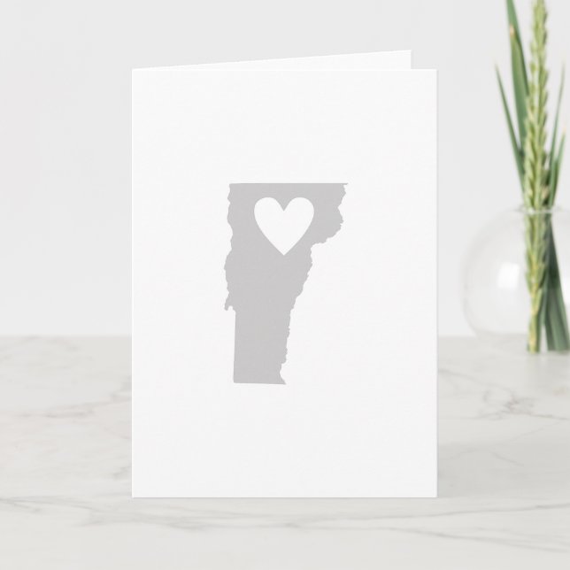 Heart Vermont Shape Grey Vermonter Love Adore Card (Front)