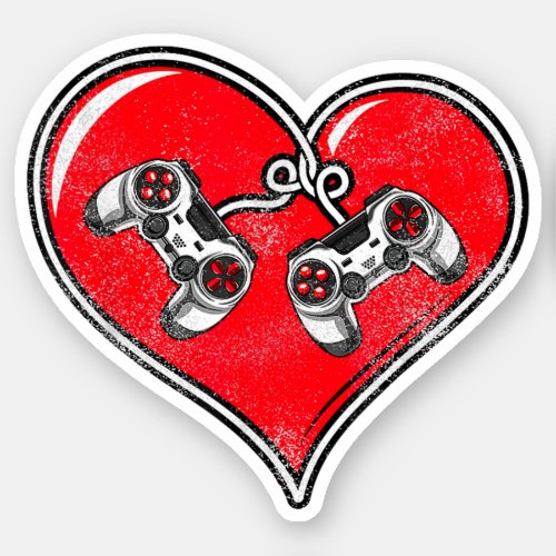 Heart Video Game Controller Cute Valentines Day Sticker