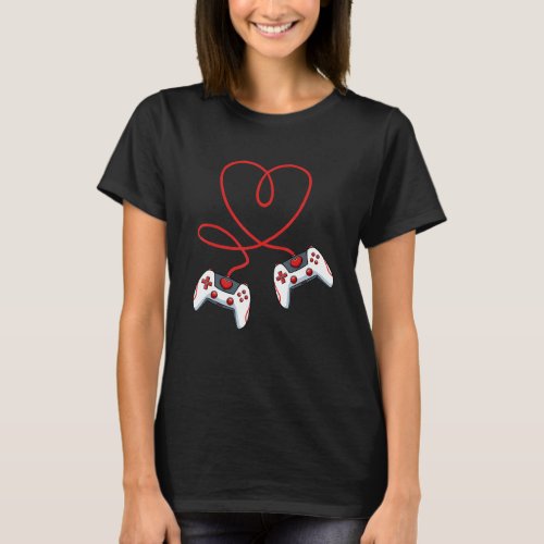 Heart Video Game Controller Valentines Day Cool Ga T_Shirt