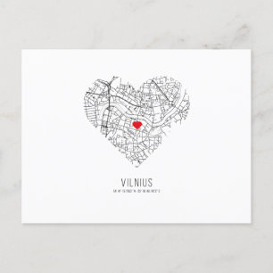 Heart Vilnius City Map (Lithuania) Postcard