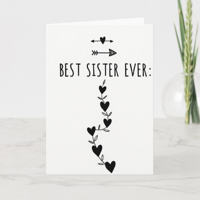 Heart Vine Best Sister Ever Card (Front)